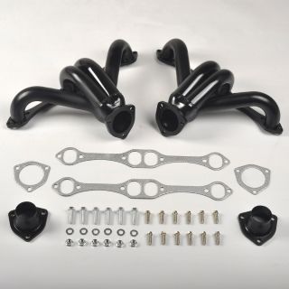 1975-1991 Chevy 283 305 327 350 Small Block SBC V8 Shorty Exhaust Header Black