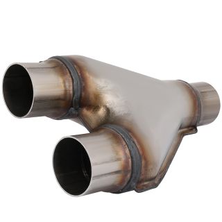 Dual Stainless Exhaust Y-Pipe Adapter Connector Coupling 2" Single To 2"