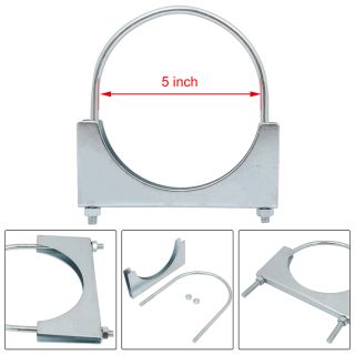 5" U BOLT CLAMP Saddle Style 5/16" Rod Economy Exhaust Clamp Mild Steel