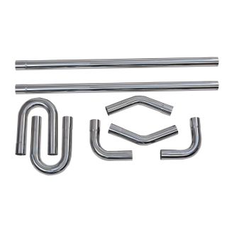 2.25 Inch DIY Custom Exhaust Pipe Kit Stainless Mandrel Bend Tube Straight U-Bend Universal 8PCS