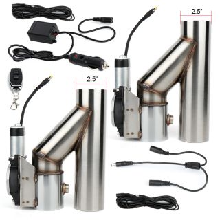 Universal 2Pcs 2.5" Electric Exhaust E-cut Out Valve Catback Single Y Pipe with Controller Remote Kit 3.7L
