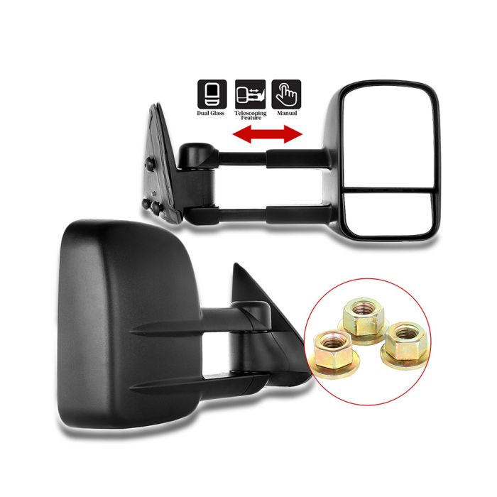 Towing Mirror Pair for 1999-2006 Chevy Silverado Avalanche Suburban GMC Sierra1500 2500 Manual Adjustment 