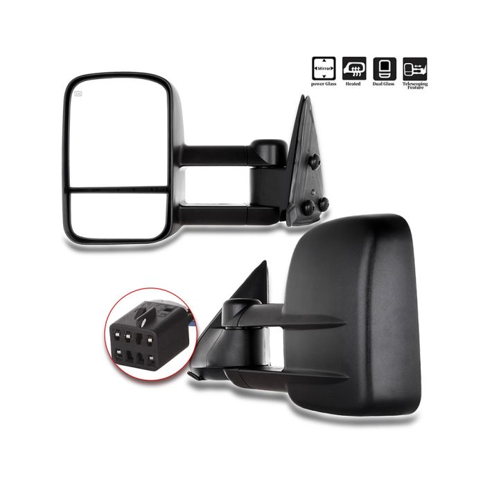 Towing Mirror Pair for 1999-2002 Chevy Silverado GMC Sierra 1500 2500 HD 3500 Heated Manual Adjustable 