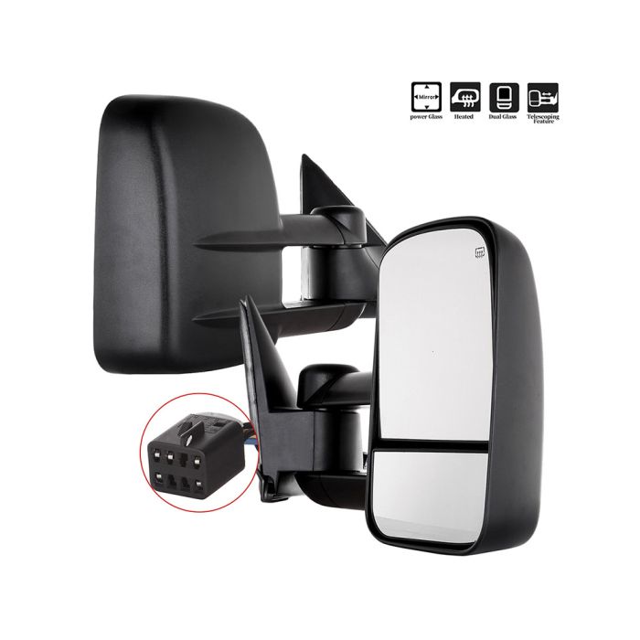 Towing Mirror Pair for 1999-2002 Chevy Silverado GMC Sierra 1500 2500 HD 3500 Heated Manual Adjustable 