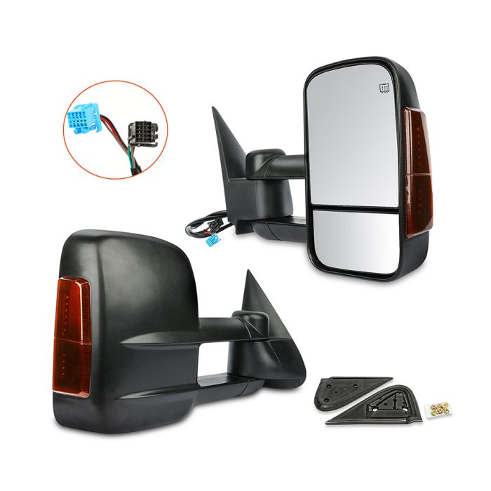 Towing Mirror Pair for 2003-2007 GMC Sierra Chevy Silverado 1500 2500 3500 Classic Power Heated Turn Signal 