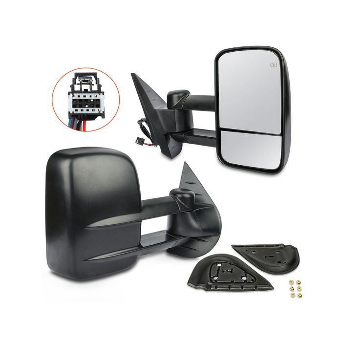 Towing Mirror Pair for 2007-2014 Chevy Silverado GMC Sierra 1500 2500 3500 HD Power Adjusted Heated 