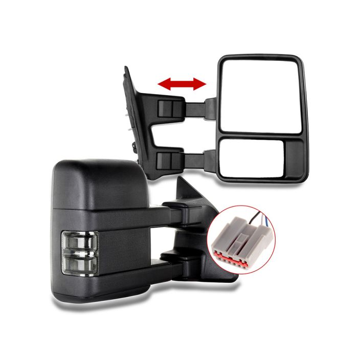 Towing Mirror Pair for 2003-2007 Ford F250 F350 F450 F550 Super Duty Turn Signal Manual Adjustment 