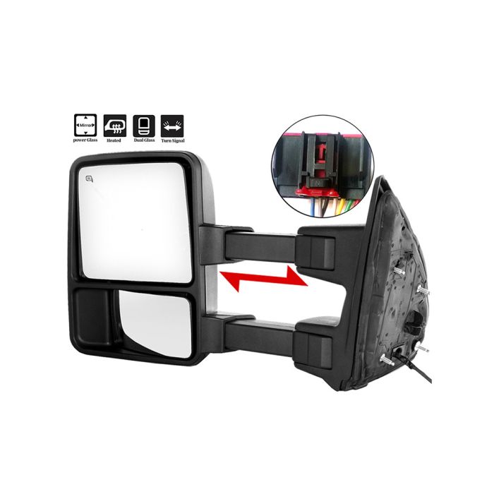 Towing Mirror Driver Side for 2008-2016 Ford F250 F350 F450 F550 Super Duty Power Heated Turn Signal 