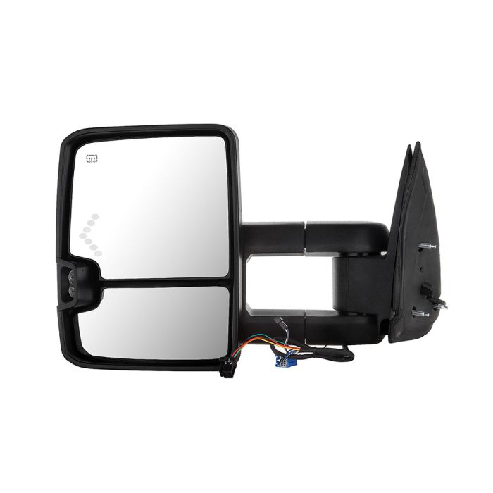 Towing Mirror Chrome Pair for 2003-2007 Chevy Silverado GMC Sierra 1500 2500 3500 Classic Power Heated Turn Signal Puddle Auxiliary Light 