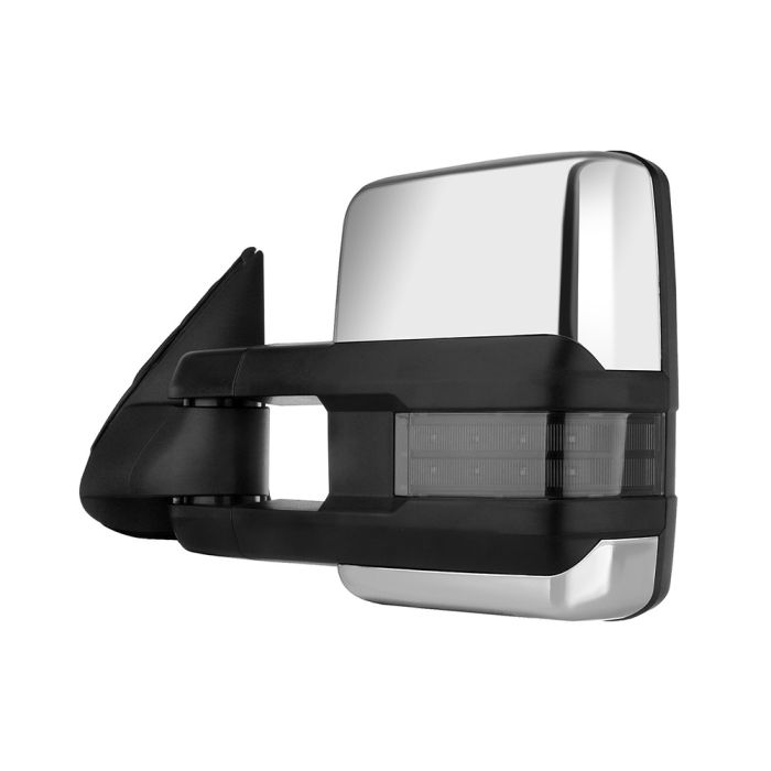 Towing Mirror Chrome Pair for 2003-2007 Chevy Silverado GMC Sierra 1500 2500 3500 Classic Power Heated Turn Signal Puddle Auxiliary Light 