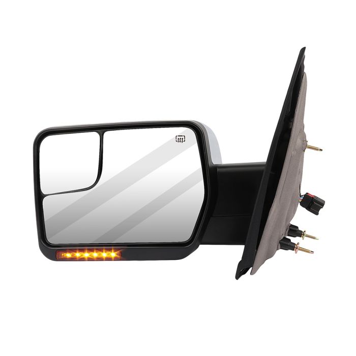 Towing Mirror Chrome Driver Side for 2007-2014 Ford F150 Power Heated Turn Signal Puddle Light 