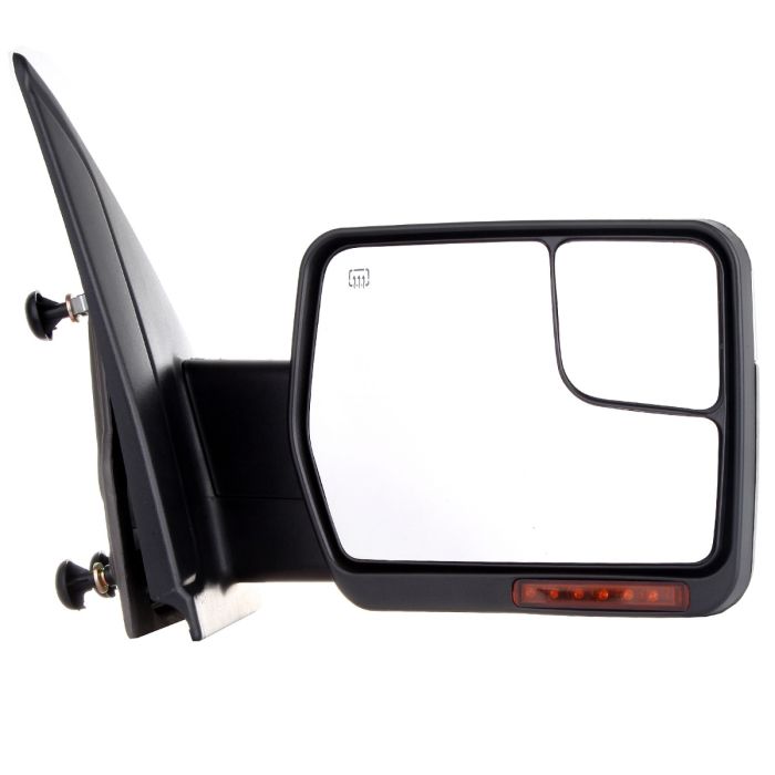 Towing Mirror Passenger Side for 2004-2014 Ford F150 Power Heated Turn Signal Puddle Light Chrome Housing 