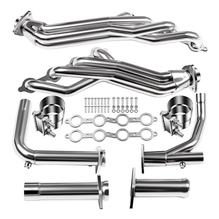 2007-2013 GMC Sierra Chevy Silverado 2500 3500 HD Long Tube Exhaust System Manifold Y-Pipe Kit Stainless Steel