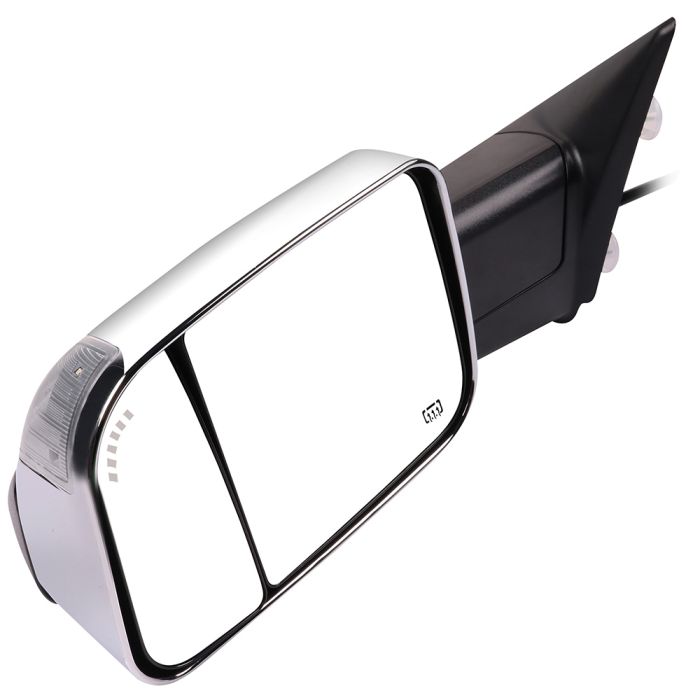 Tow Mirrors Chrome Pair for 2009-2018 Dodge Ram 1500 2500 3500 Power Heated Turn Signal Arrow Puddle Light 