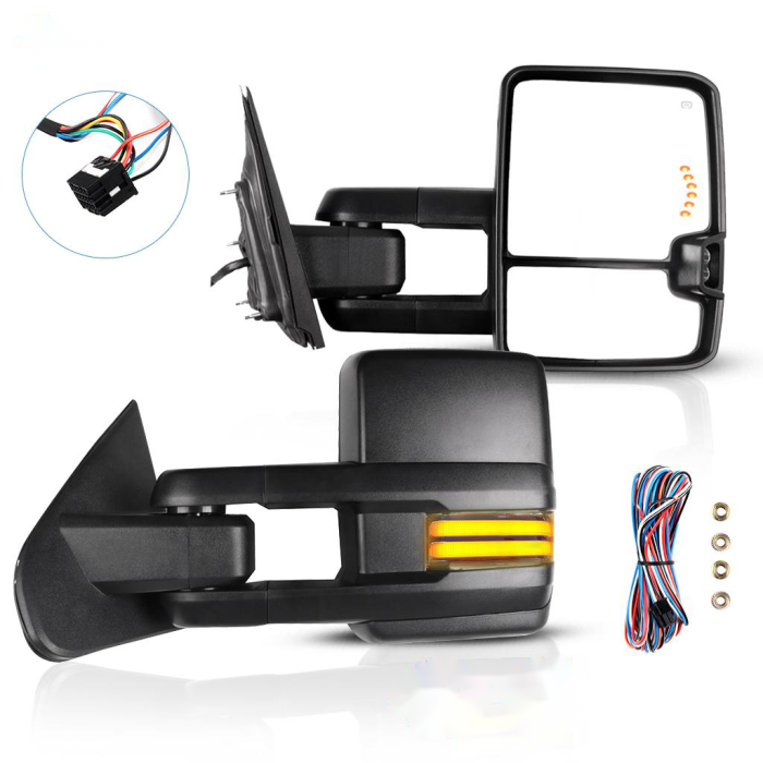 Tow Mirrors Pair for 2014-2018 GMC Sierra Chevy Silverado 1500 2500HD 3500HD Power Heated Turn Signal Running Clearance Light 