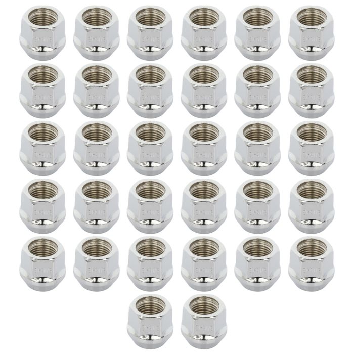 (32) Chrome Size 9/16-18 Cone Seat Lug Nuts 0.83'' Tall Fits Jeep Ford Chevrolet