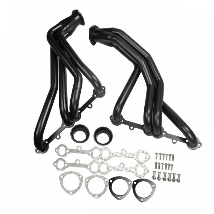 Black Long Tube Exhaust Header for 63-82 Chevy Corvette C2 C3 V8 305 327 350