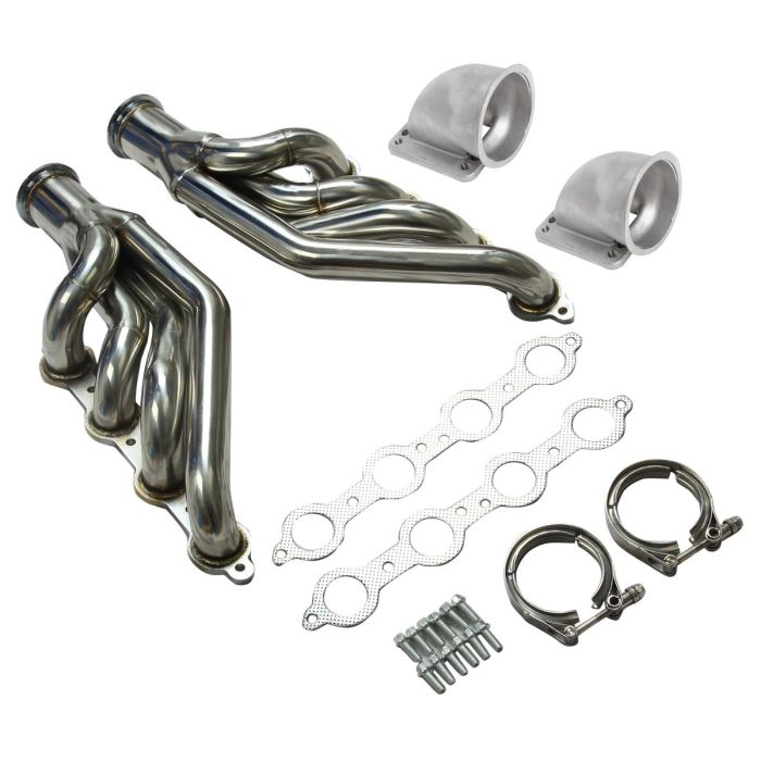 LS1 LS6 LSX GM V8 Chevy Up Forward Turbo Exhaust Manifold w/90 Degree Elbow Adapter