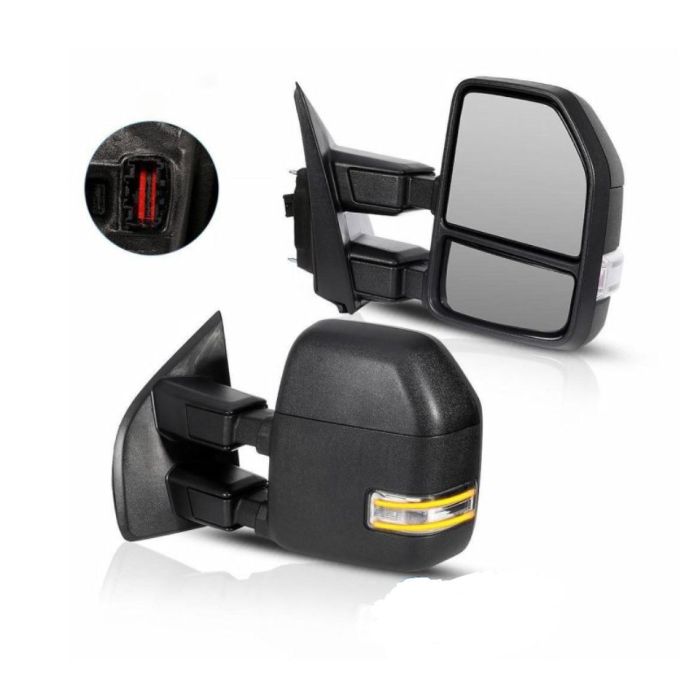 Towing Mirror Pair for 2017-2020 Ford F250 F350 F450 F550 Super Duty Power Heated Turn Signal Auxiliary Lamp