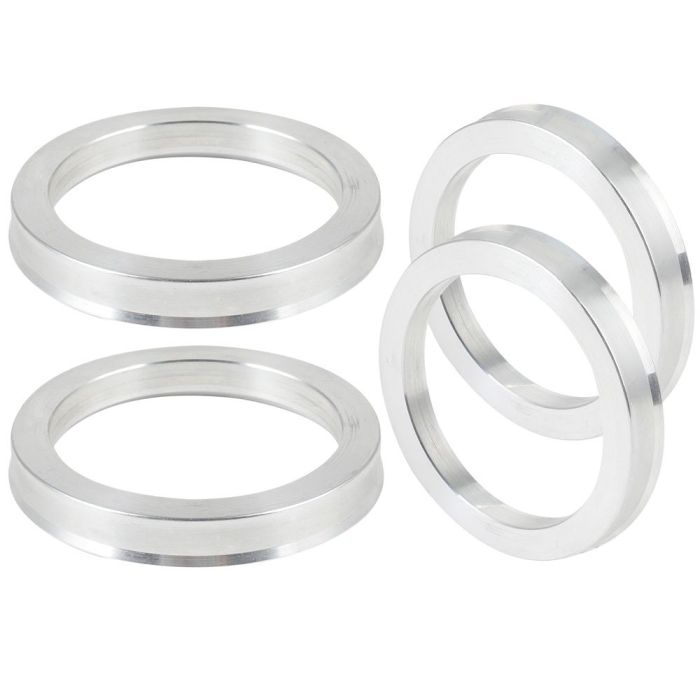 Wheel Hub Centric Rings ID-57.1 OD-72.6 mm Aluminium Silver 4 pcs